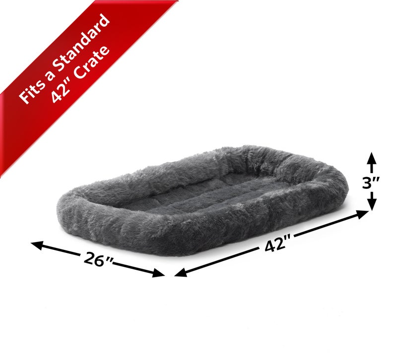 New World Dog Bed â€“ Gray Faux Fur Bolster, Ultra-Soft and Machine Washable, Fits 42-Inch Crates and Carriers, for Large Sized Breeds - Image 5